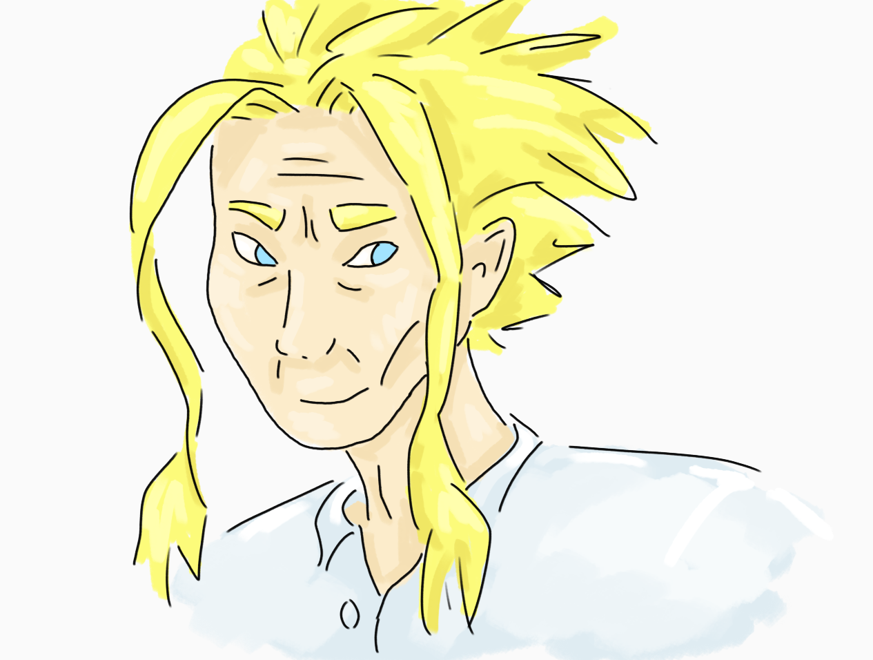 digital art of all might's face in his small form